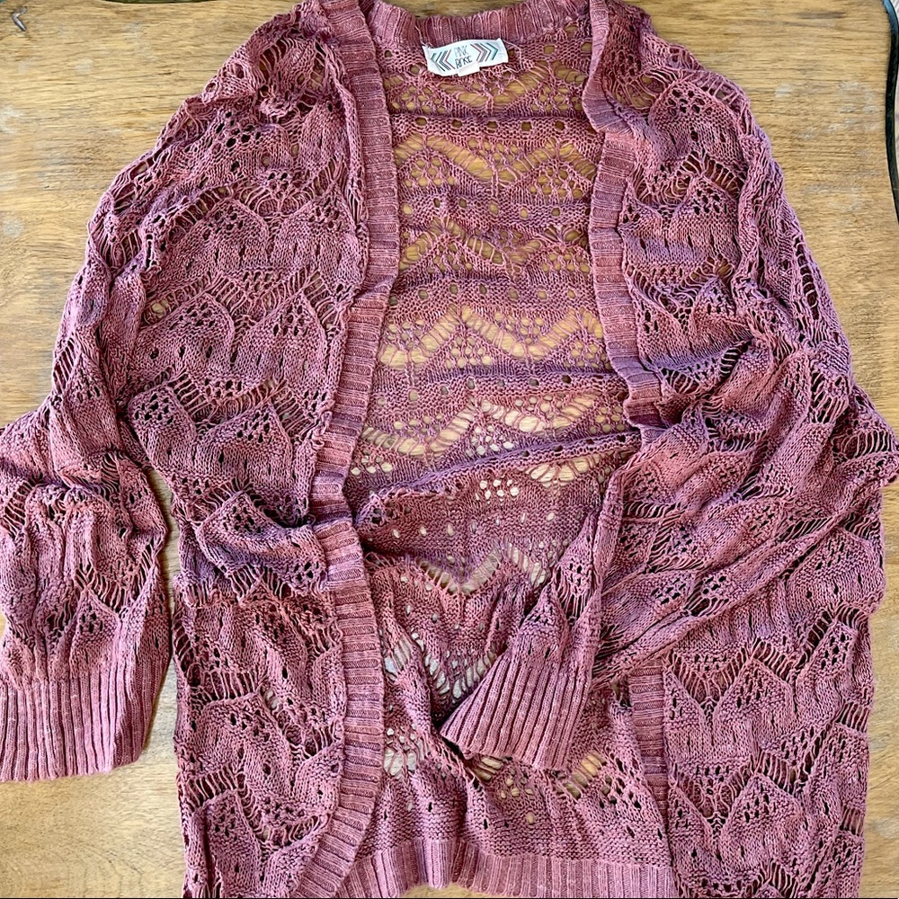 Pink Rose, knit sweater. Size: small. Made in USA
